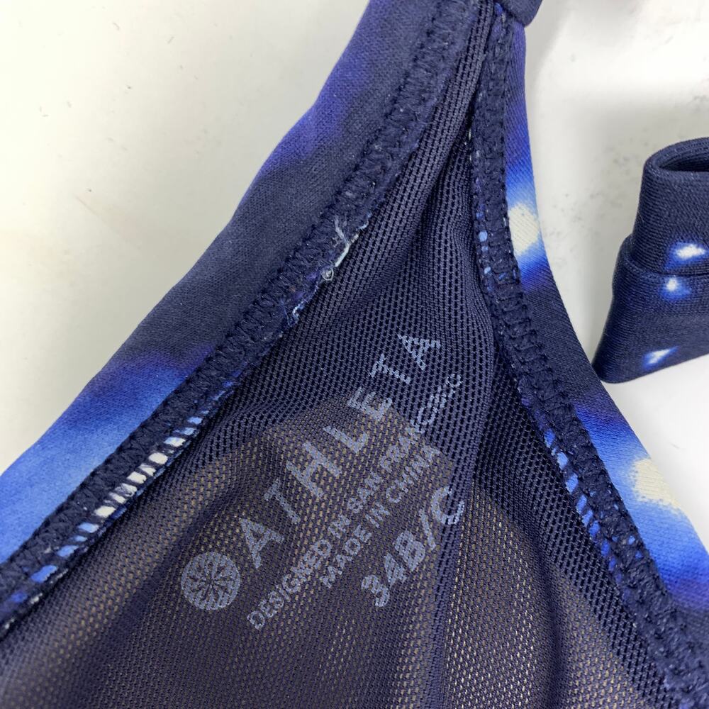 Athleta Swimsuit Women's Size 34B/C Mashiko Blue Tie Dye Wrap Front Bikini Top - Picture 3 of 6